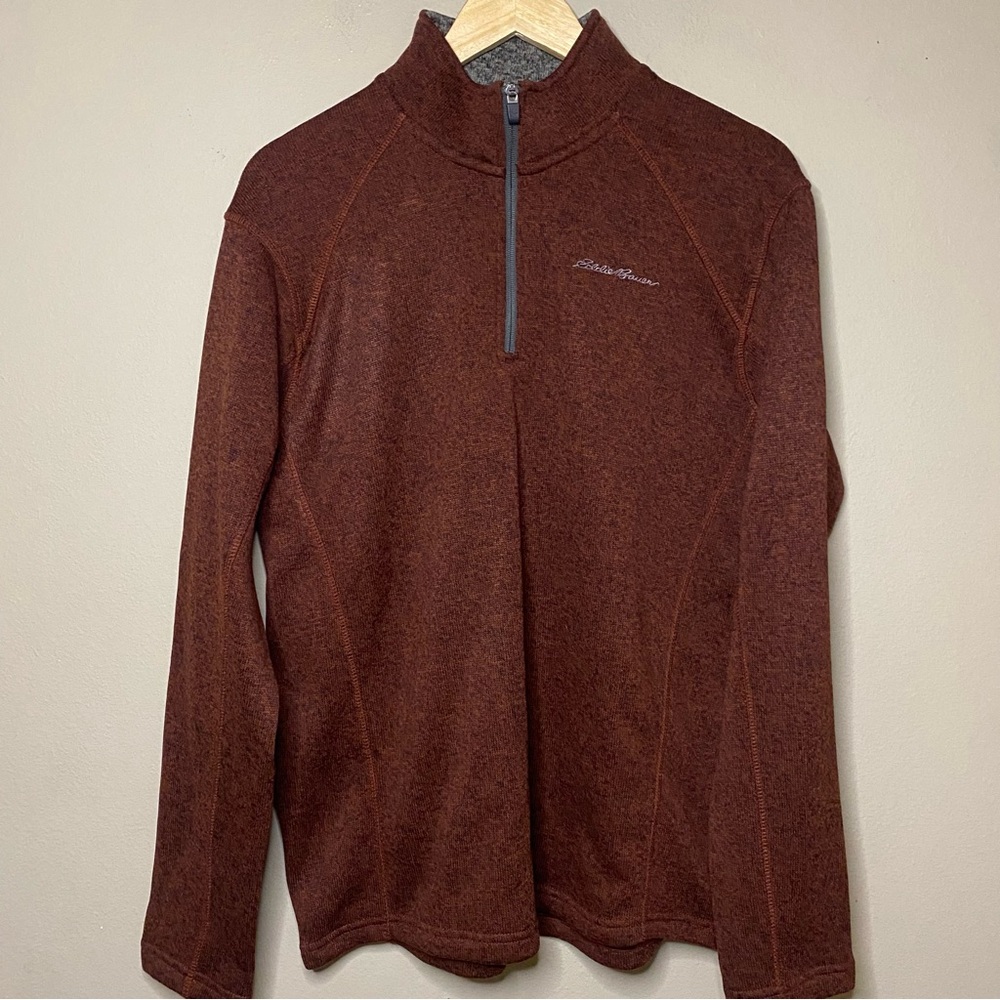 Eddie Bauer Quarter Zip Lightweight Jacket Men Large Brown